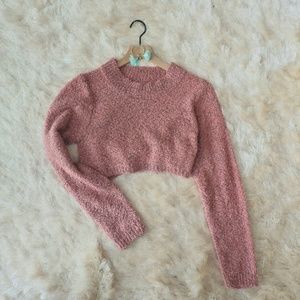 Wild fable long sleeve pink crop top sweater